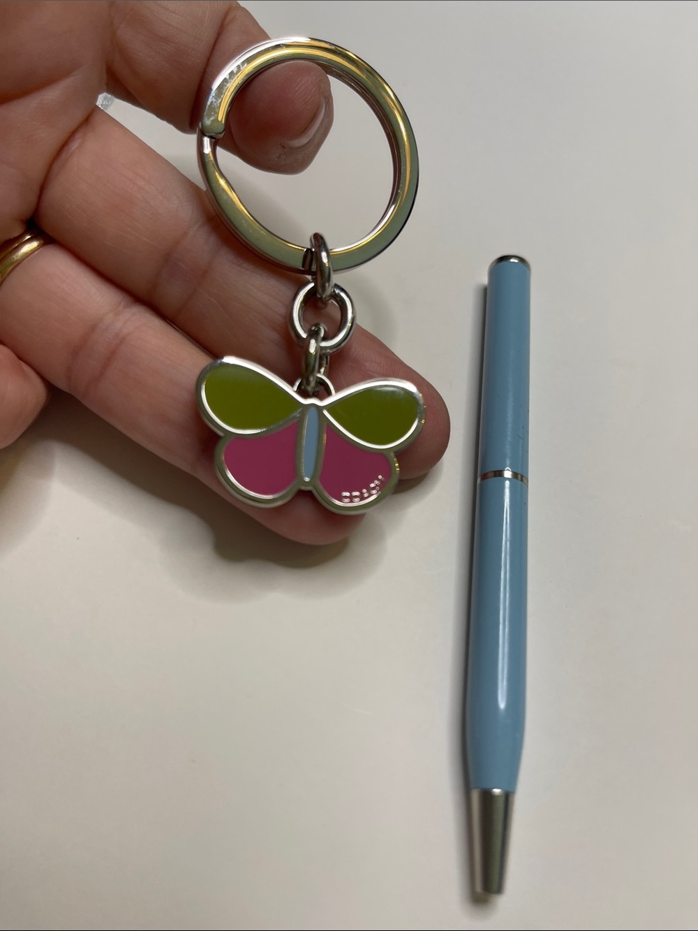 Coach Butterfly Enamel Keychain - Pink, Blue & Olive and Coach Pen